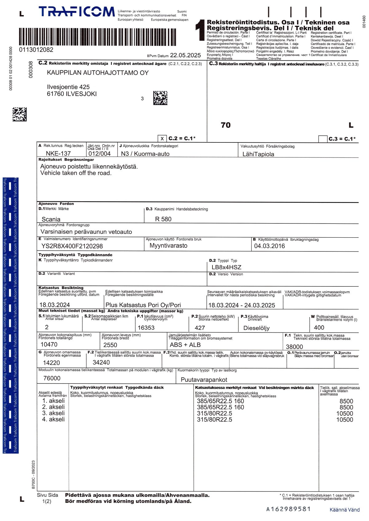 SCANIA R-580 8X4 4900 - Image 11